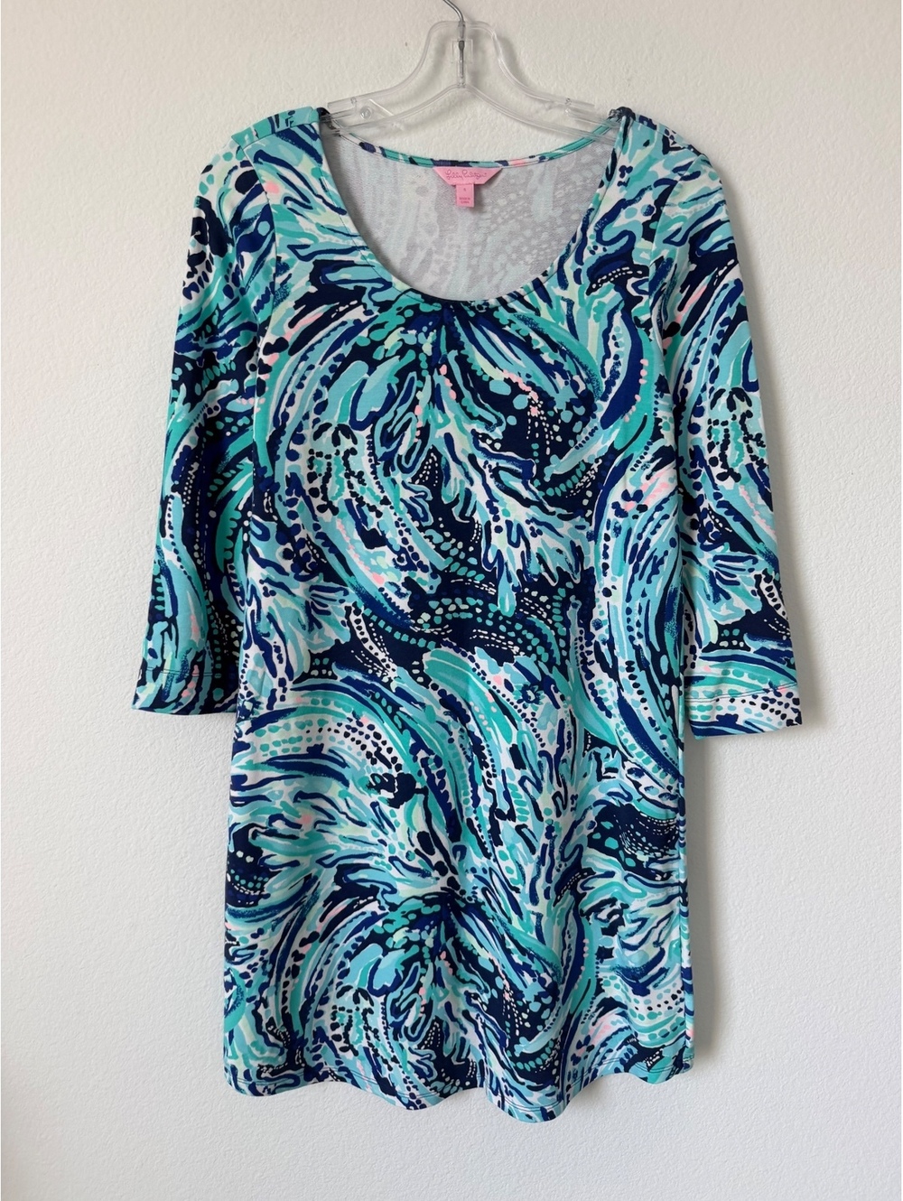 Lilly Pulitzer 3/4 Sleeve Scoop Neck Abstract Resort Sophie Dress Size S